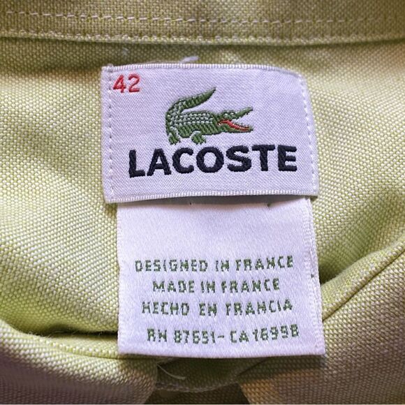 Lacoste Vintage Light Green Long Sleeve Button Down Shirt Size 42 - Picture 3 of 14